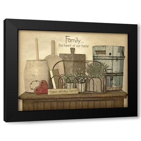 Family Heart Black Modern Wood Framed Art Print with Double Matting by Moulton, Jo