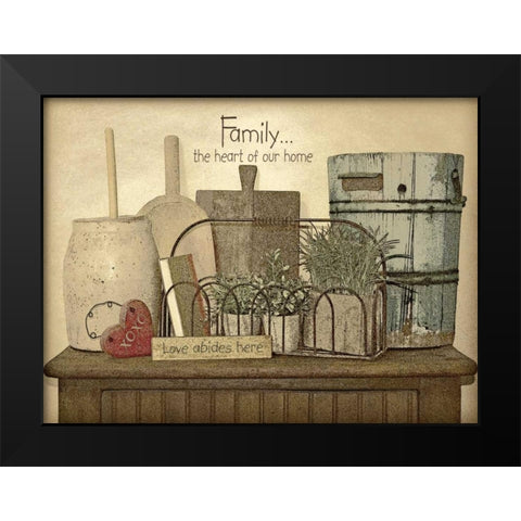 Family Heart Black Modern Wood Framed Art Print by Moulton, Jo