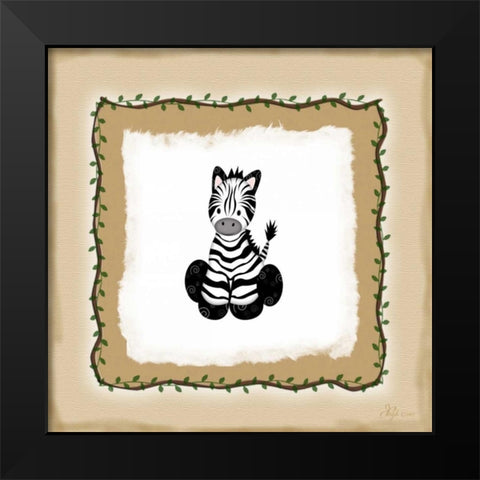 Safari Zebra Black Modern Wood Framed Art Print by Pugh, Jennifer