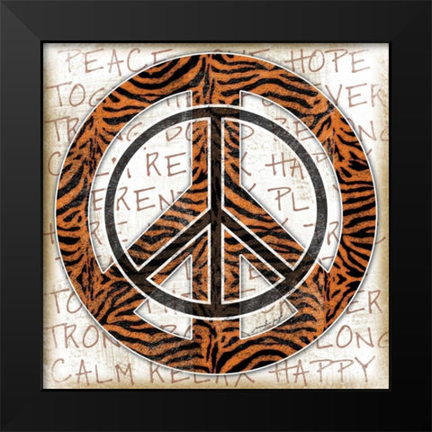 Peace Tiger Black Modern Wood Framed Art Print by Pugh, Jennifer