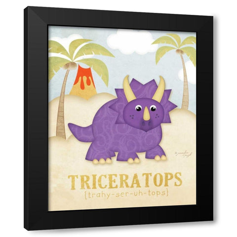 Triceratops Black Modern Wood Framed Art Print by Pugh, Jennifer