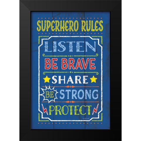 Superhero Rules Black Modern Wood Framed Art Print by Pugh, Jennifer