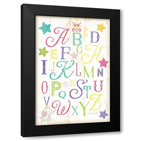 ABC Girl Black Modern Wood Framed Art Print with Double Matting by Pugh, Jennifer