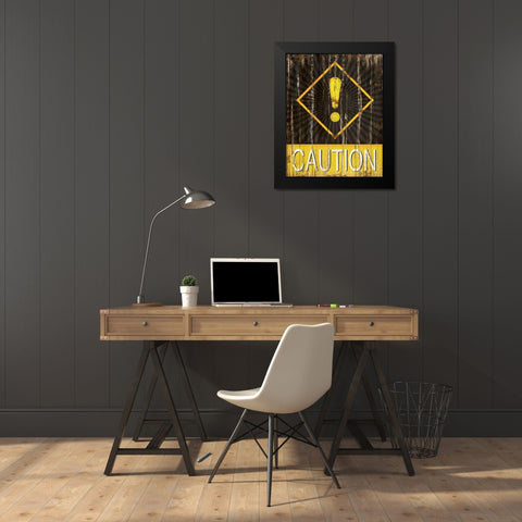 Caution Black Modern Wood Framed Art Print by Pugh, Jennifer