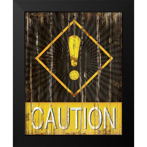 Caution Black Modern Wood Framed Art Print by Pugh, Jennifer