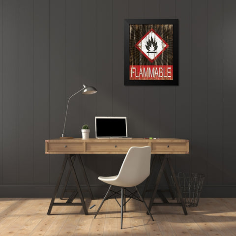 Flammable Black Modern Wood Framed Art Print by Pugh, Jennifer