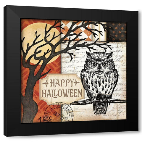 Happy Halloween Black Modern Wood Framed Art Print with Double Matting by Pugh, Jennifer