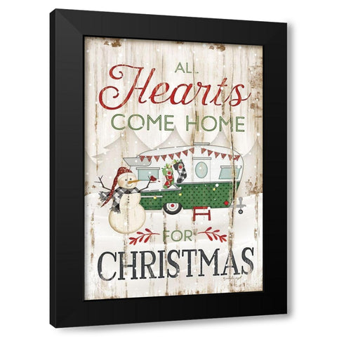 All Hearts Black Modern Wood Framed Art Print with Double Matting by Pugh, Jennifer