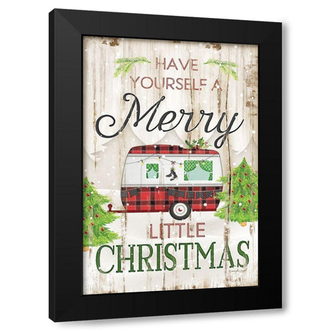 Merry Christmas Black Modern Wood Framed Art Print with Double Matting by Pugh, Jennifer