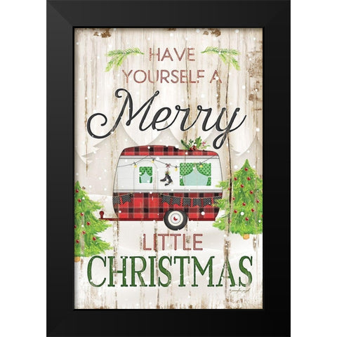 Merry Christmas Black Modern Wood Framed Art Print by Pugh, Jennifer