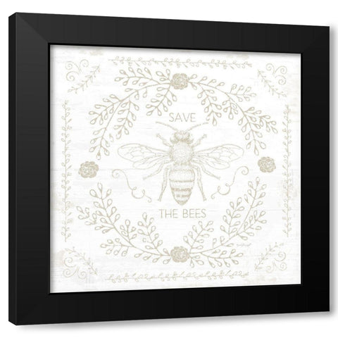 Save the Bees II Black Modern Wood Framed Art Print with Double Matting by Pugh, Jennifer