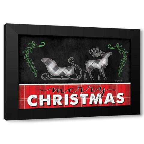 Merry Christmas Black Modern Wood Framed Art Print by Pugh, Jennifer