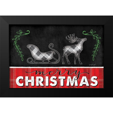 Merry Christmas Black Modern Wood Framed Art Print by Pugh, Jennifer