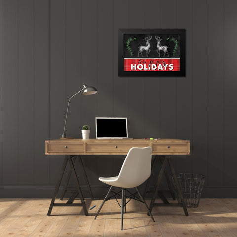 Happy Holidays Black Modern Wood Framed Art Print by Pugh, Jennifer