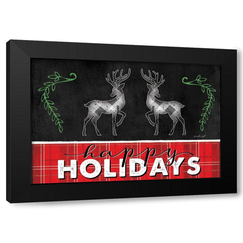 Happy Holidays Black Modern Wood Framed Art Print by Pugh, Jennifer