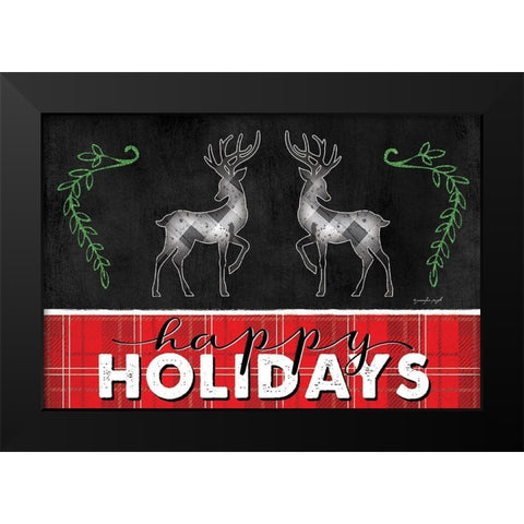 Happy Holidays Black Modern Wood Framed Art Print by Pugh, Jennifer