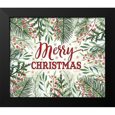 Merry Christmas Black Modern Wood Framed Art Print by Pugh, Jennifer