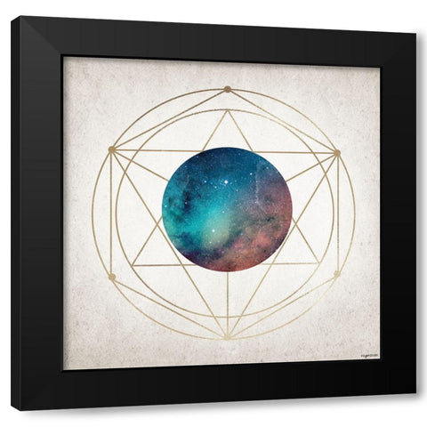 Geo Planet Black Modern Wood Framed Art Print by Brown, Kyra
