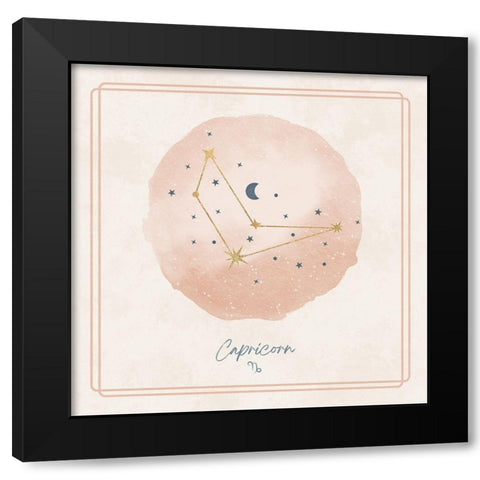 Capricorn Black Modern Wood Framed Art Print by Blue, Nina