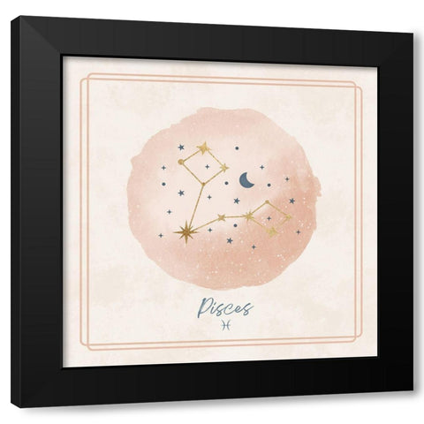 Pisces Black Modern Wood Framed Art Print by Blue, Nina