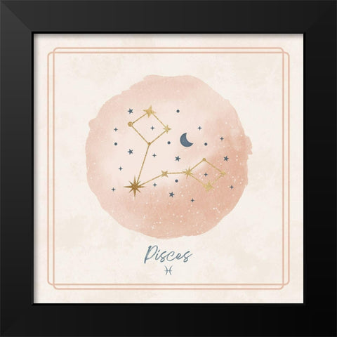 Pisces Black Modern Wood Framed Art Print by Blue, Nina