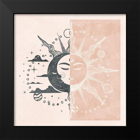 Sun and Moon Black Modern Wood Framed Art Print by Blue, Nina