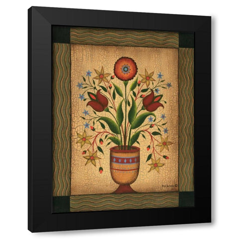 Floral Black Modern Wood Framed Art Print by Lewis, Kim