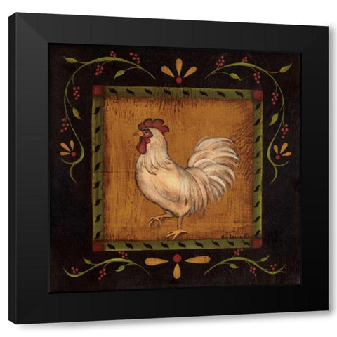 Square Rooster Left Black Modern Wood Framed Art Print by Lewis, Kim