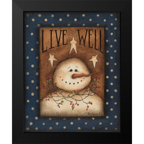 Live Well Black Modern Wood Framed Art Print by Lewis, Kim
