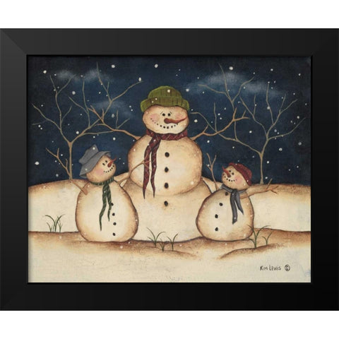 Two Snowmen Black Modern Wood Framed Art Print by Lewis, Kim