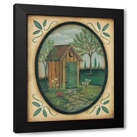 His Outhouse Black Modern Wood Framed Art Print by Lewis, Kim