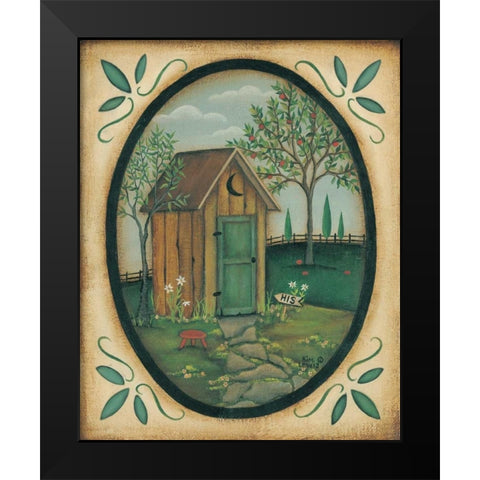 His Outhouse Black Modern Wood Framed Art Print by Lewis, Kim