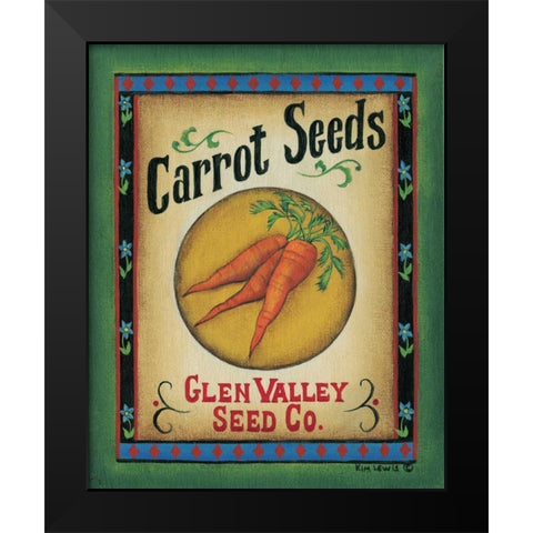 Carrot Seeds Black Modern Wood Framed Art Print by Lewis, Kim