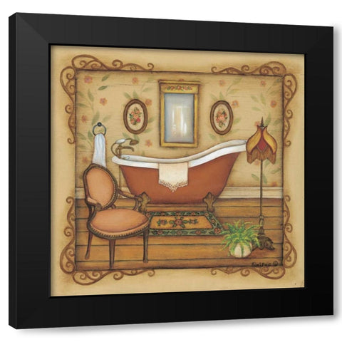 Vintage Bath Black Modern Wood Framed Art Print by Lewis, Kim