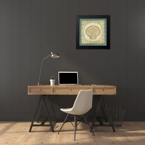 Cottage Seashell Black Modern Wood Framed Art Print by Lewis, Kim