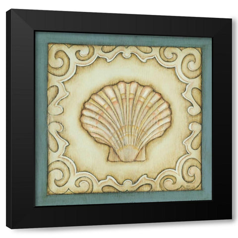 Cottage Seashell Black Modern Wood Framed Art Print by Lewis, Kim