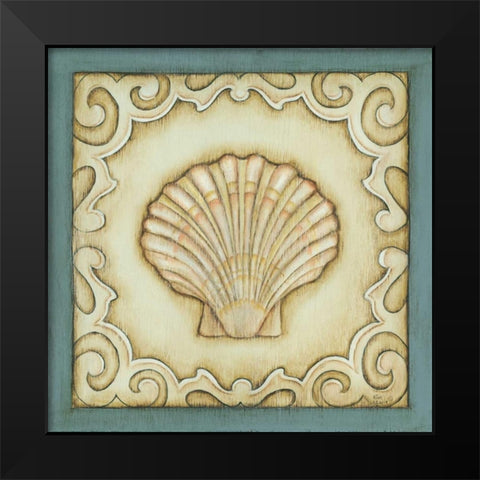 Cottage Seashell Black Modern Wood Framed Art Print by Lewis, Kim