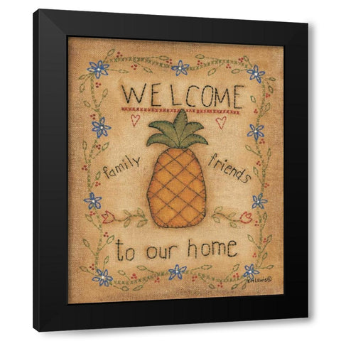 Pineapple Black Modern Wood Framed Art Print with Double Matting by Lewis, Kim