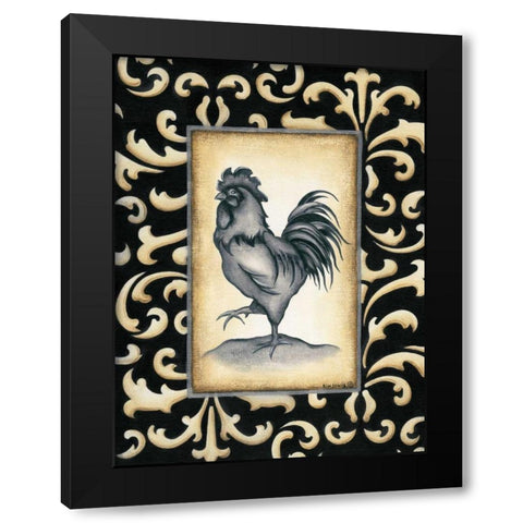 Rooster II Black Modern Wood Framed Art Print by Lewis, Kim