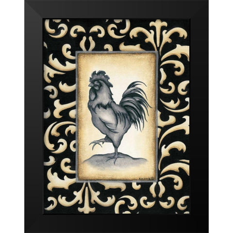 Rooster II Black Modern Wood Framed Art Print by Lewis, Kim