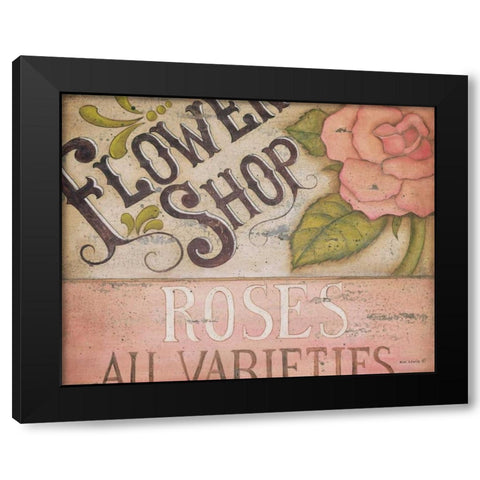 Flower Shop Roses Black Modern Wood Framed Art Print by Lewis, Kim