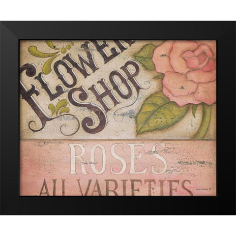 Flower Shop Roses Black Modern Wood Framed Art Print by Lewis, Kim
