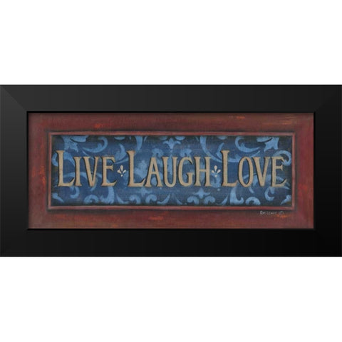 Live Laugh Love Black Modern Wood Framed Art Print by Lewis, Kim