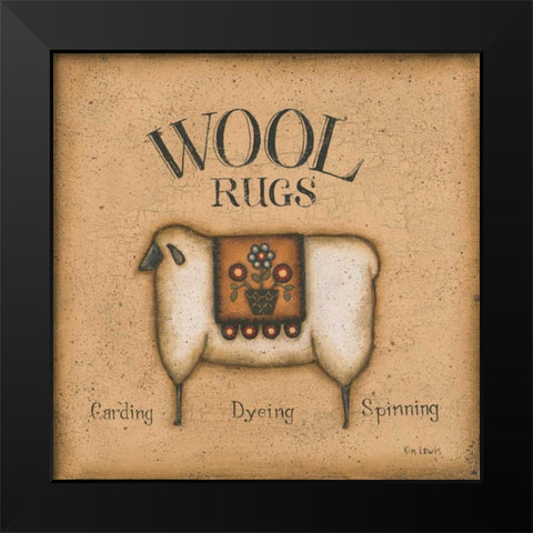 Wool Rugs Black Modern Wood Framed Art Print by Lewis, Kim