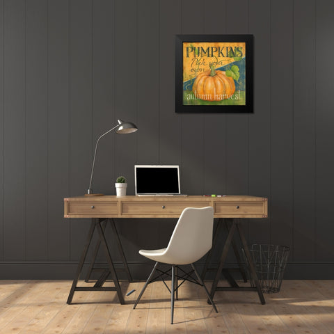 Pick Your Pumpkins Black Modern Wood Framed Art Print by Lewis, Kim
