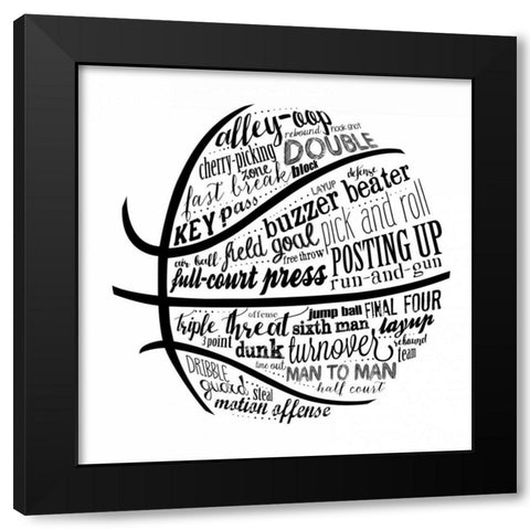 Basketball Terms BNW Black Modern Wood Framed Art Print with Double Matting by Longfellow Designs