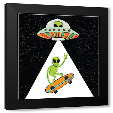 UFO Alien Black Modern Wood Framed Art Print by Rupp, Mariah