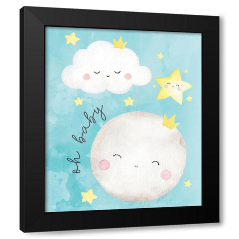 Oh Baby Black Modern Wood Framed Art Print by ND Art