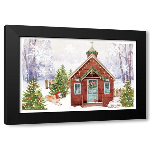 Country Christmas Church II Black Modern Wood Framed Art Print by ND Art