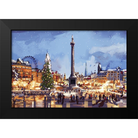 Cityscape Black Modern Wood Framed Art Print by P.S. Art